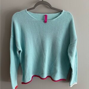 Zaket & plover aqua Sweater with Pink Accents